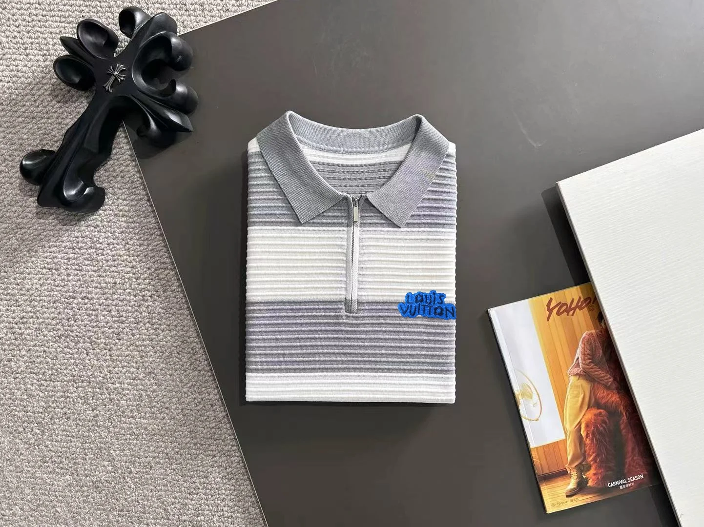 Striped Half-Zip Knit Polo Shirt D20014782 — view 8