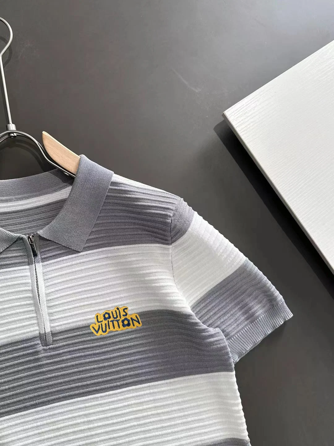 Striped Knit Half-Zip Polo Shirt D20014780 — view 2