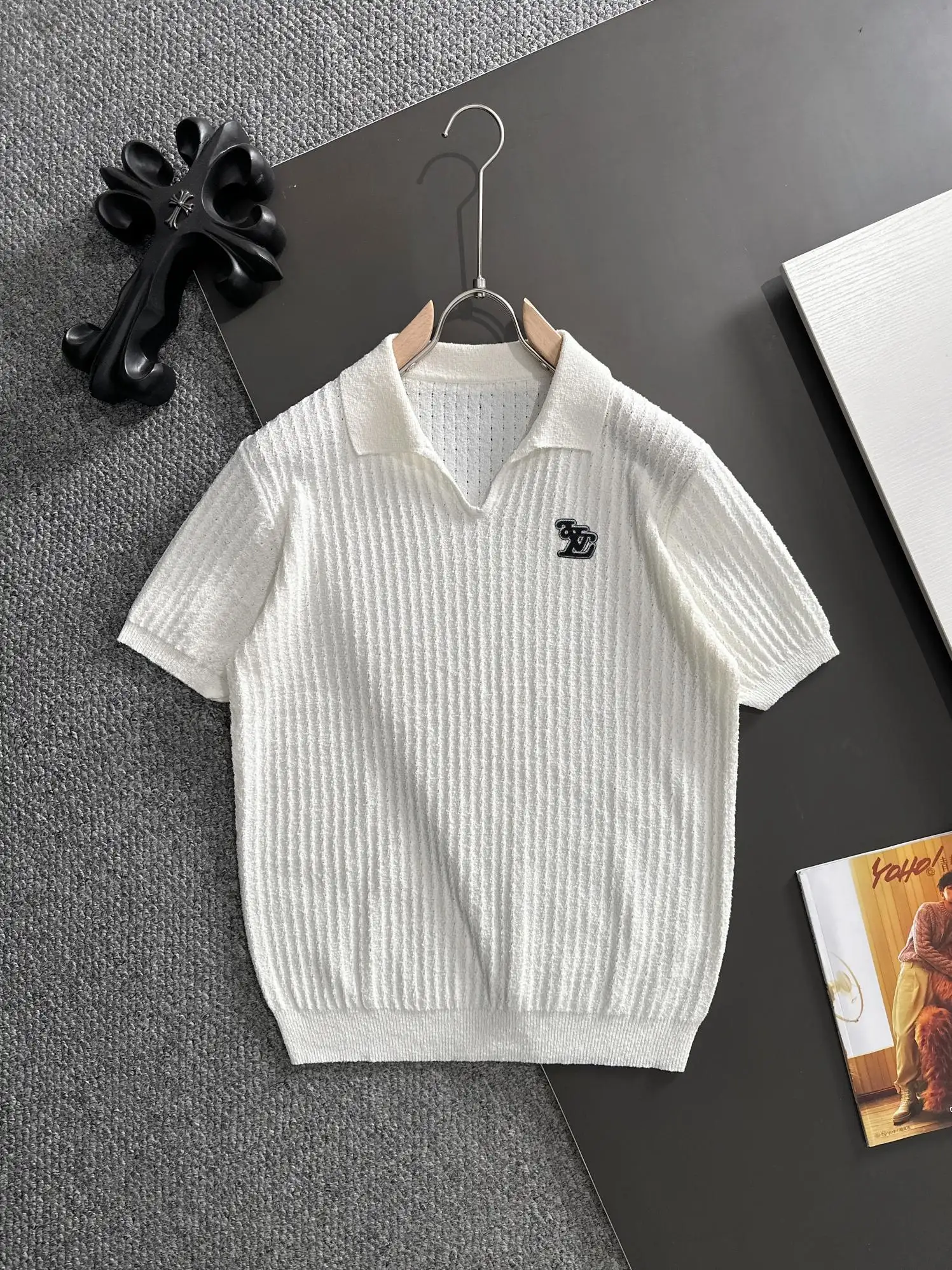 Textured Knit Short-Sleeve Polo Shirt D20014806