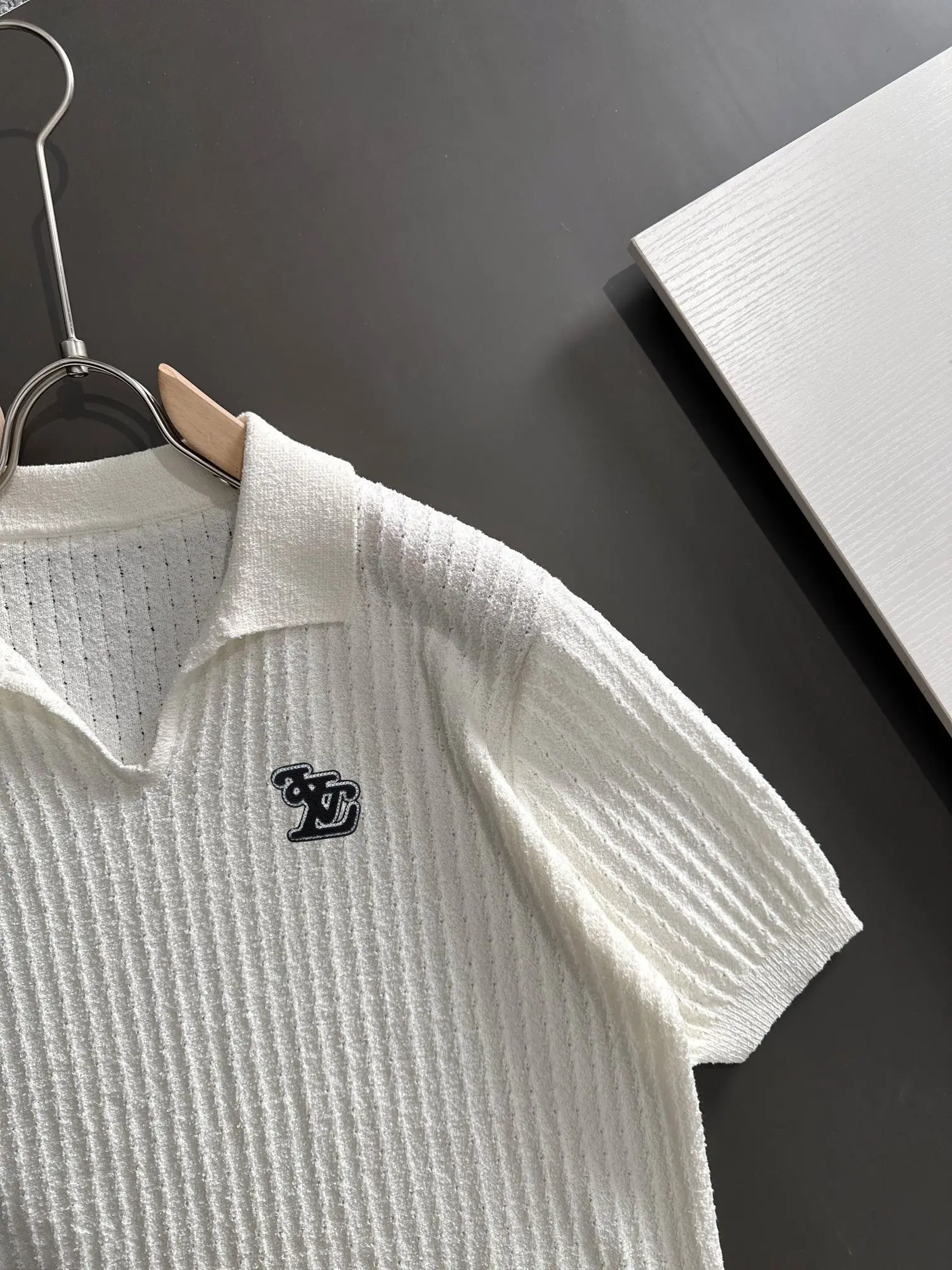 Textured Knit Short-Sleeve Polo Shirt D20014806 — view 2
