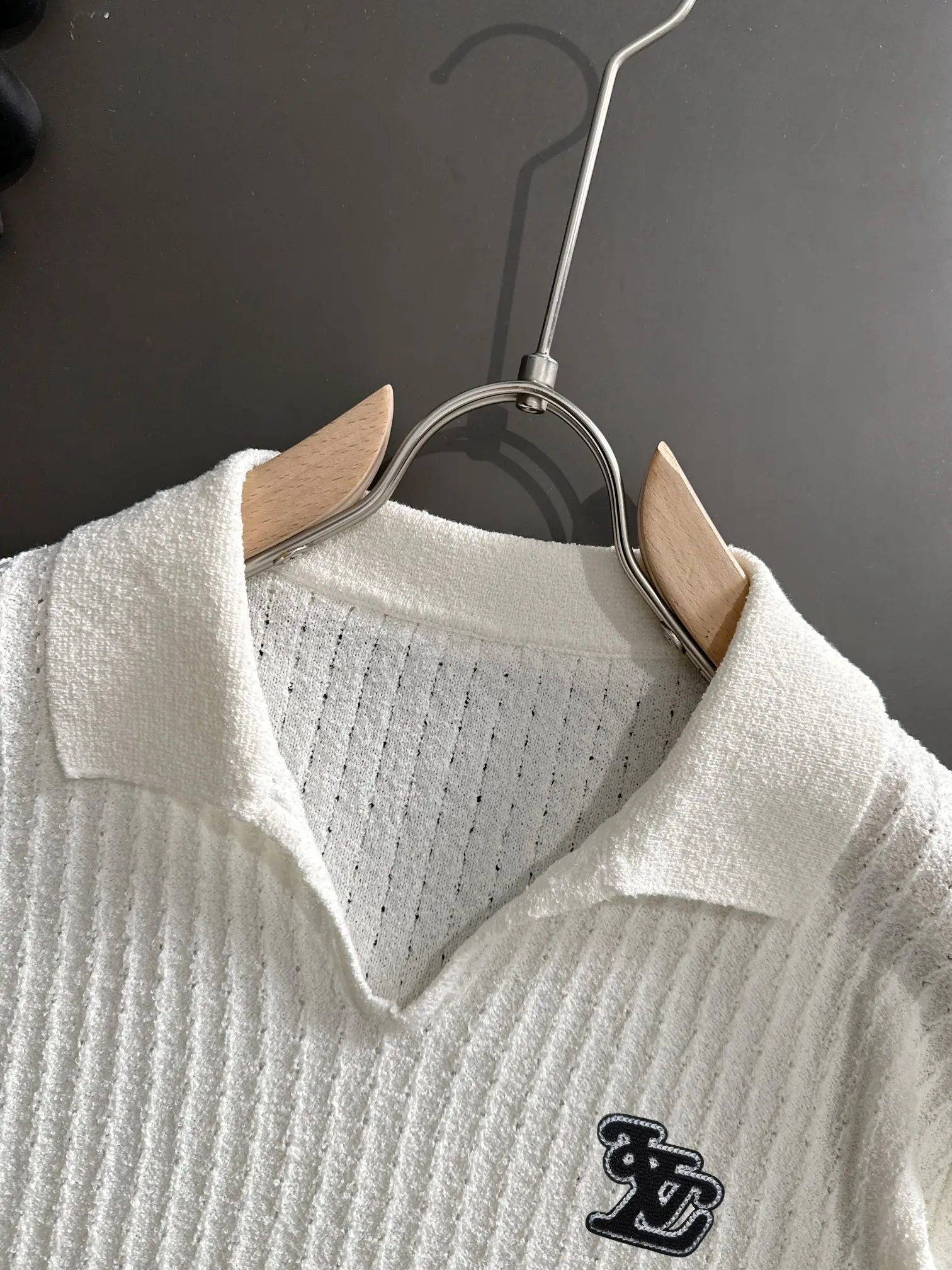 Textured Knit Short-Sleeve Polo Shirt D20014806 — view 3