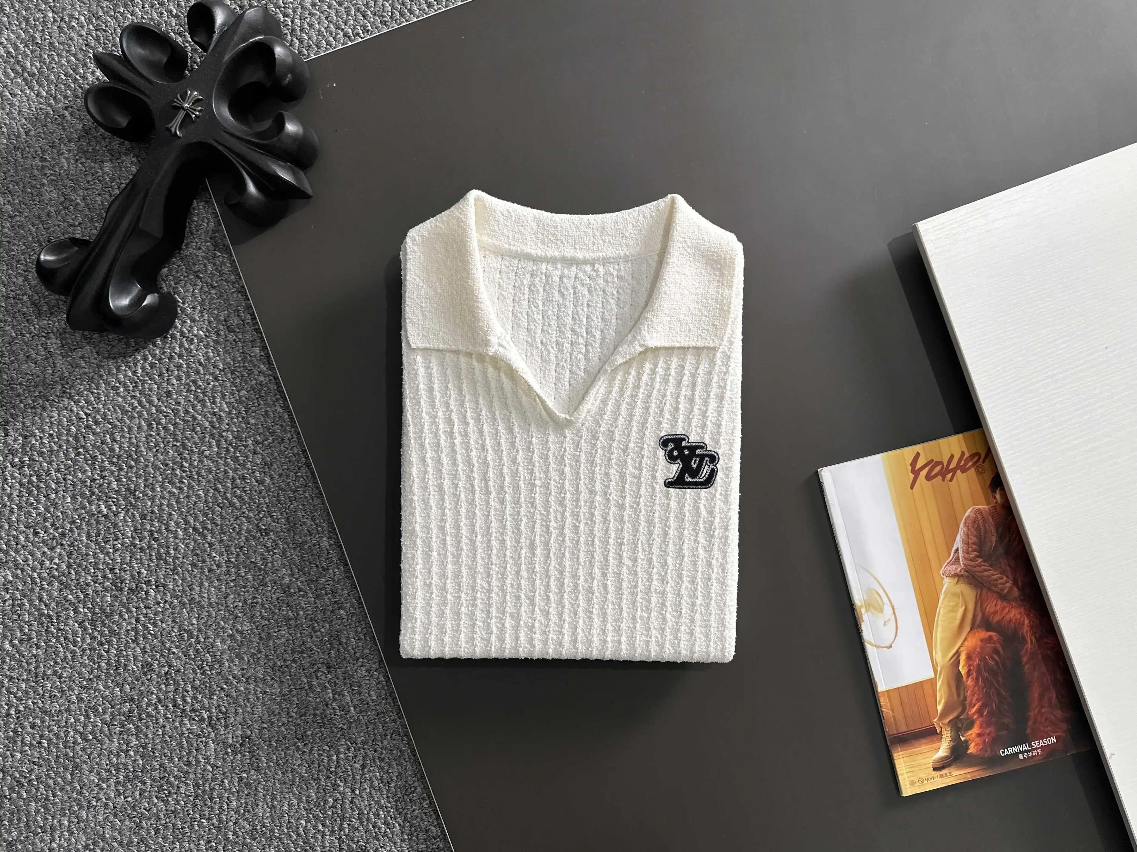 Textured Knit Short-Sleeve Polo Shirt D20014806 — view 8