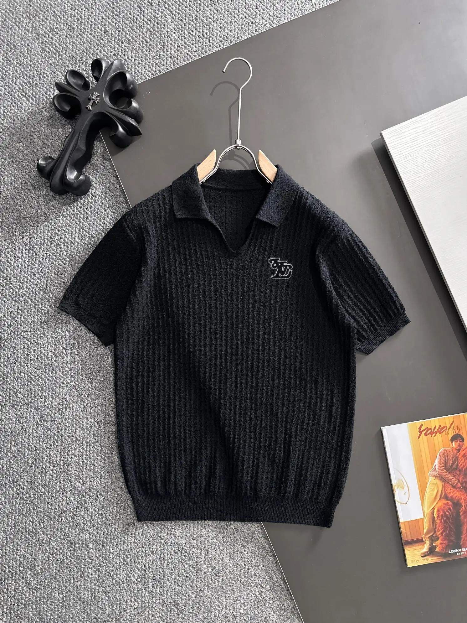 Textured Knit Short-Sleeve Polo Shirt D20014805