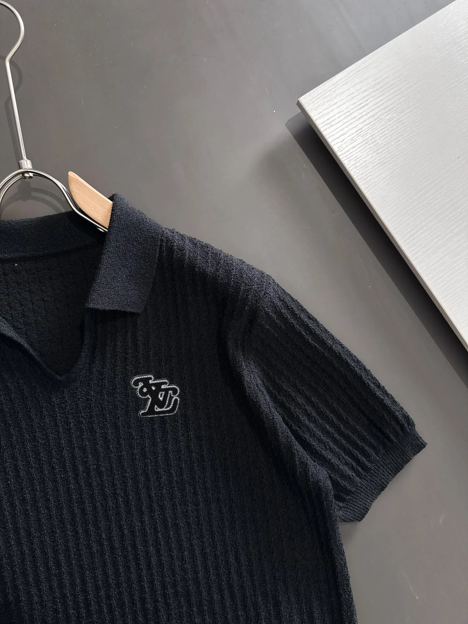 Textured Knit Short-Sleeve Polo Shirt D20014805 — view 2