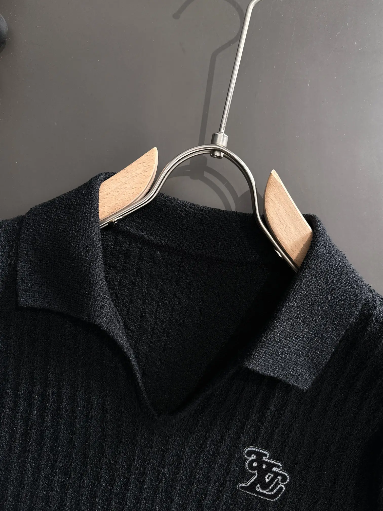 Textured Knit Short-Sleeve Polo Shirt D20014805 — view 3