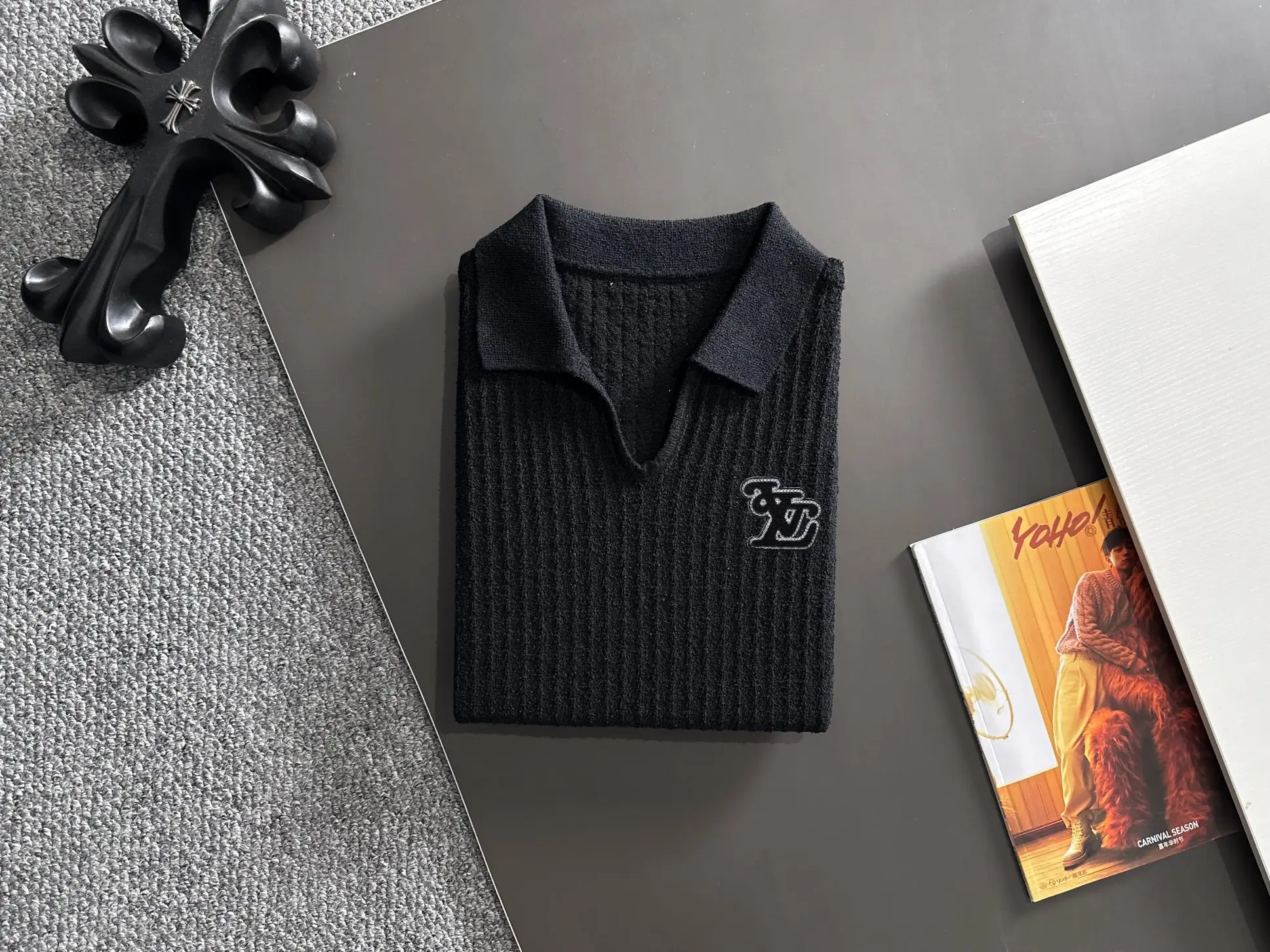 Textured Knit Short-Sleeve Polo Shirt D20014805 — view 8