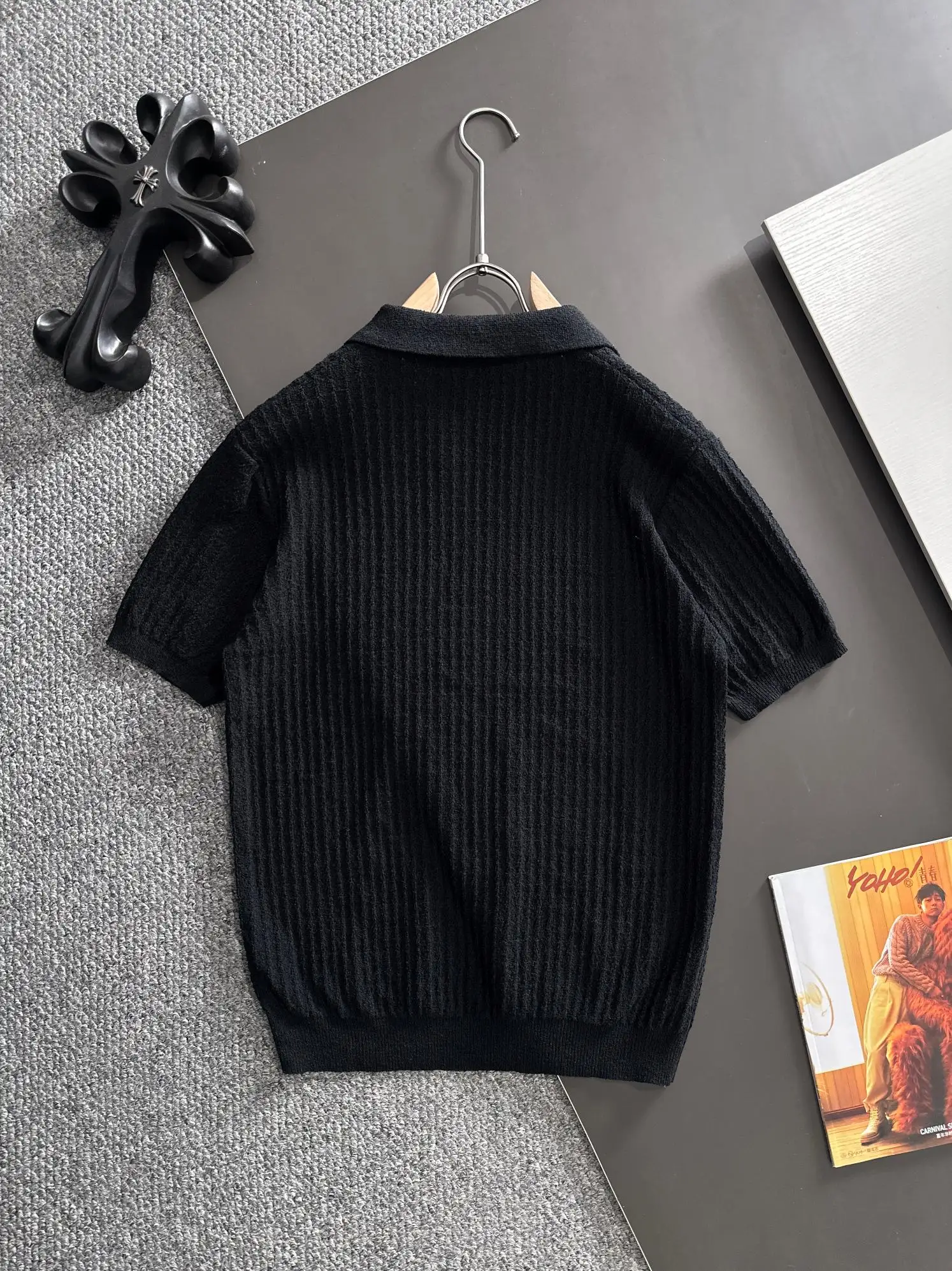 Textured Knit Short-Sleeve Polo Shirt D20014805 — view 9