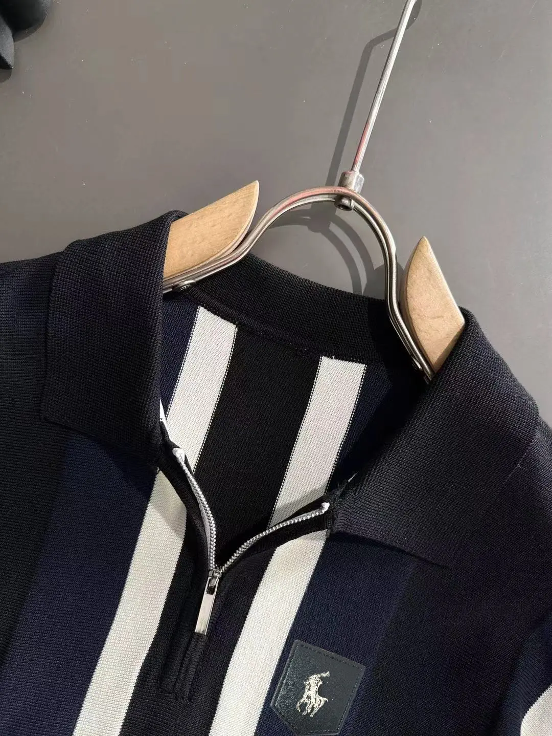 Striped Knit Half-Zip Polo Shirt D21013186 — view 3