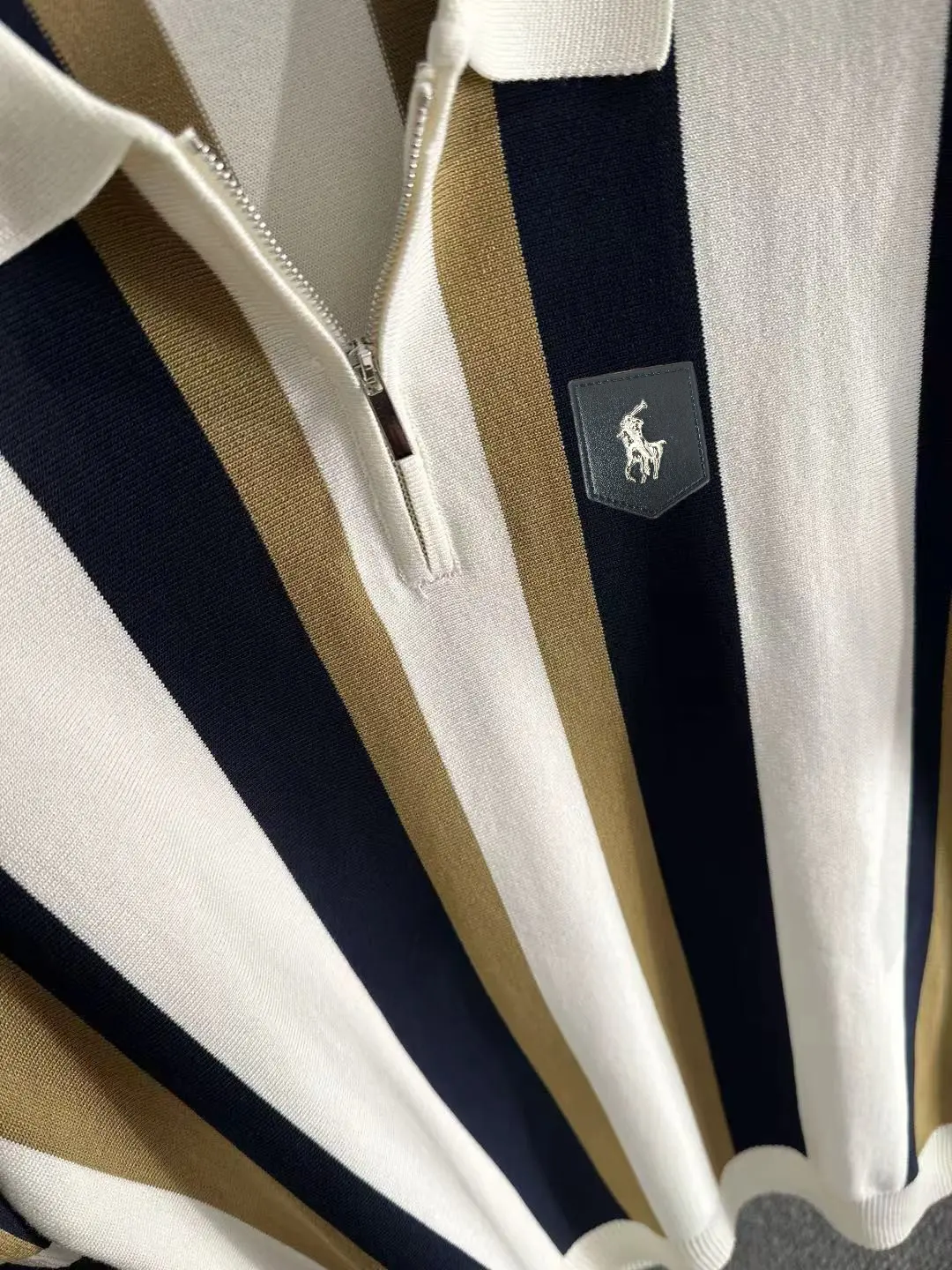 Striped Knit Half-Zip Polo Shirt D21013187 — view 7