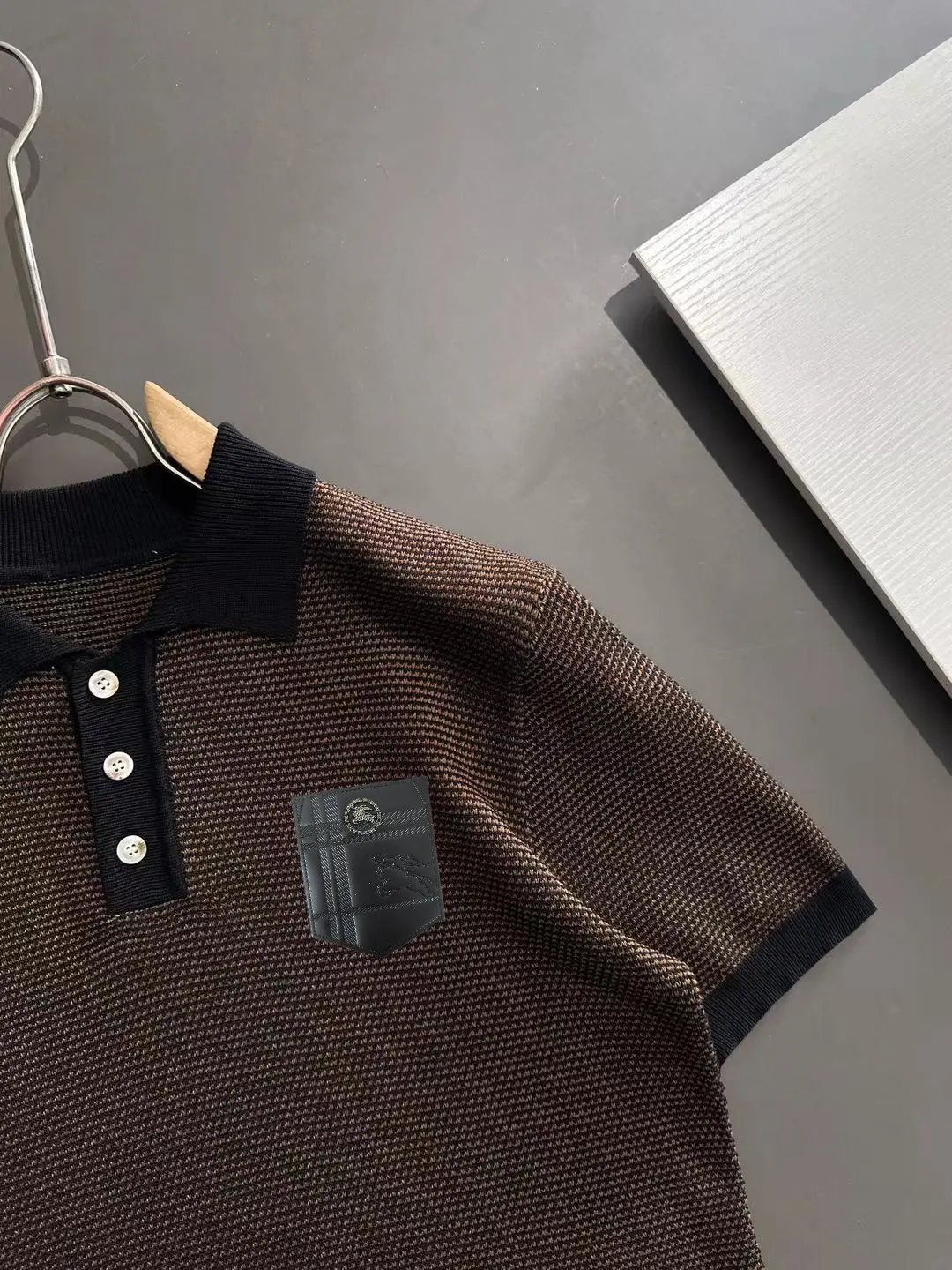 Textured Knit Striped Polo Shirt D21013188 — view 2