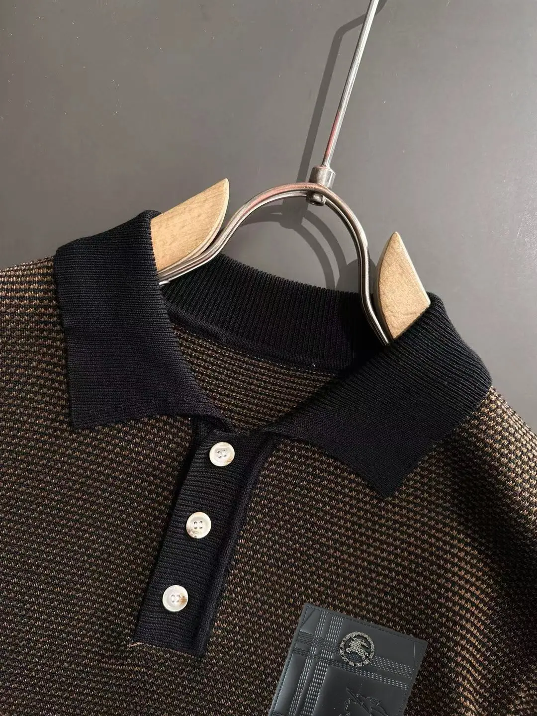 Textured Knit Striped Polo Shirt D21013188 — view 3