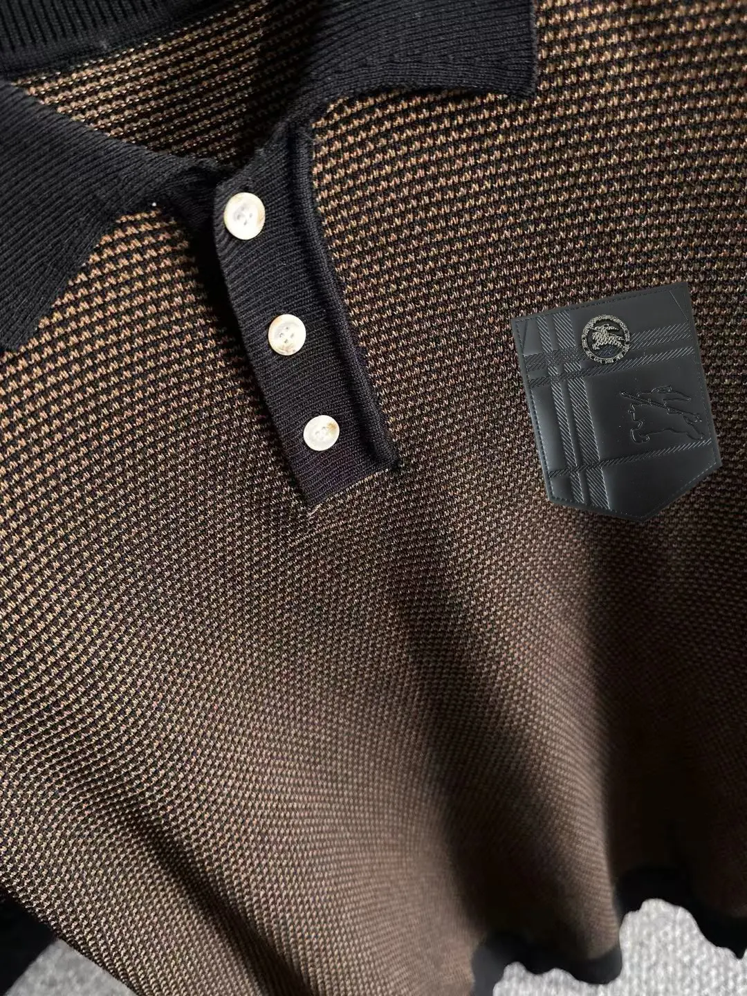 Textured Knit Striped Polo Shirt D21013188 — view 7