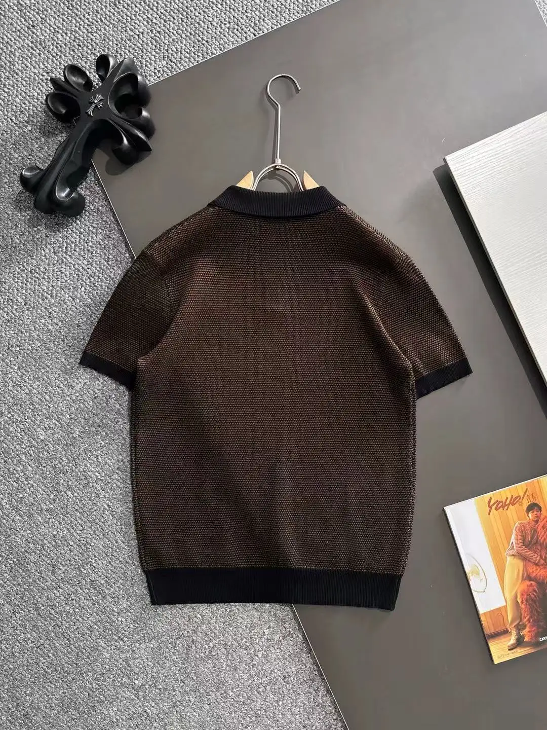 Textured Knit Striped Polo Shirt D21013188 — view 9