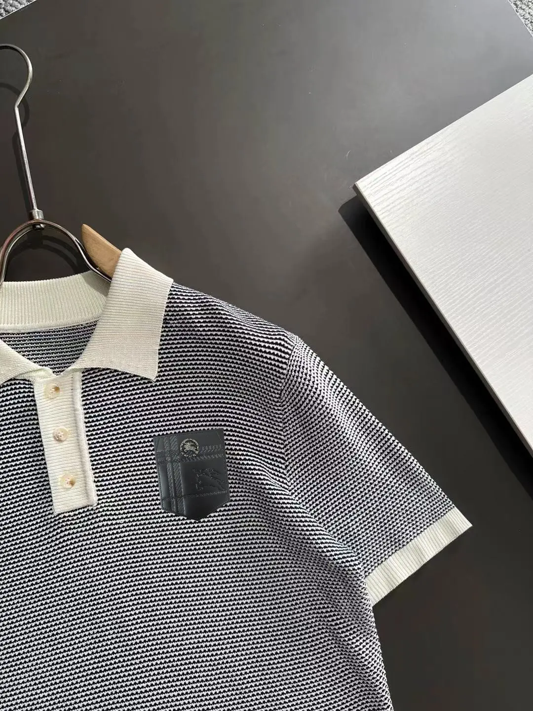 Textured Stripe Knit Polo Shirt D21013190 — view 2