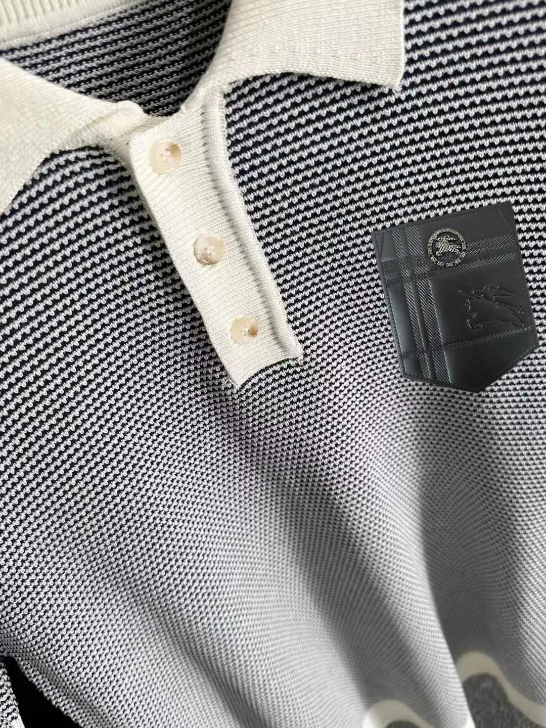 Textured Stripe Knit Polo Shirt D21013190 — view 7