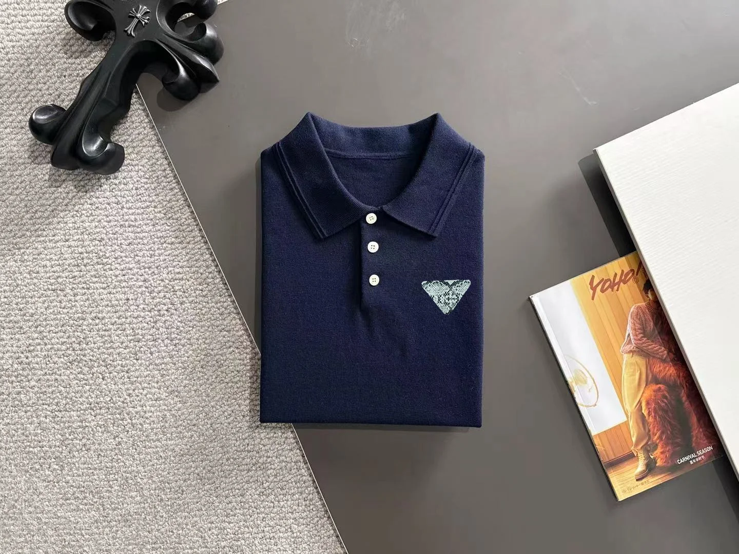 Logo-Embroidered Silk-Blend Knit Polo Shirt D21013165 — view 8