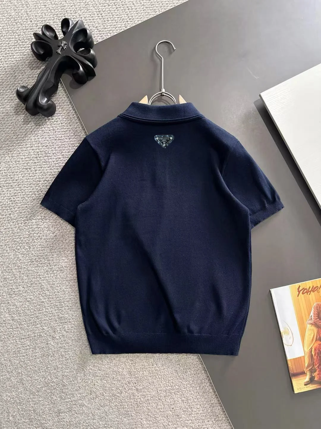 Logo-Embroidered Silk-Blend Knit Polo Shirt D21013165 — view 9