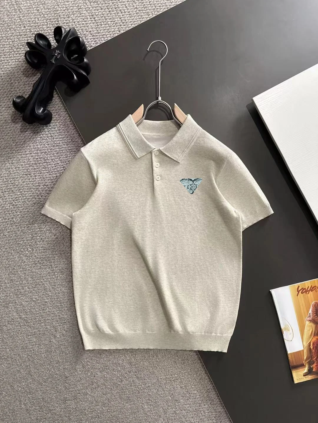 Logo-Embroidered Silk-Blend Knit Polo Shirt D21013166