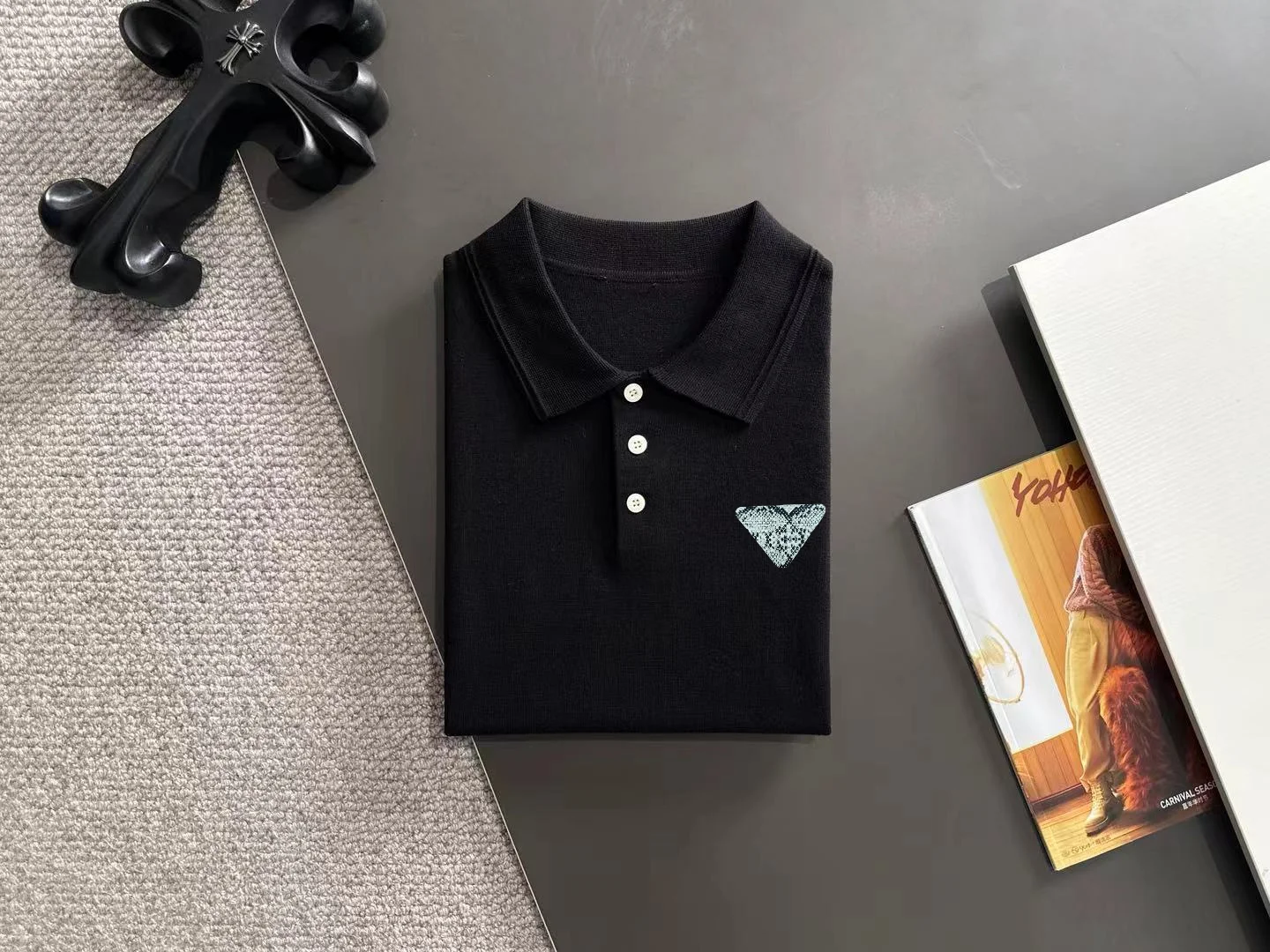 Logo-Embroidered Silk-Blend Knit Polo Shirt D21013164 — view 8