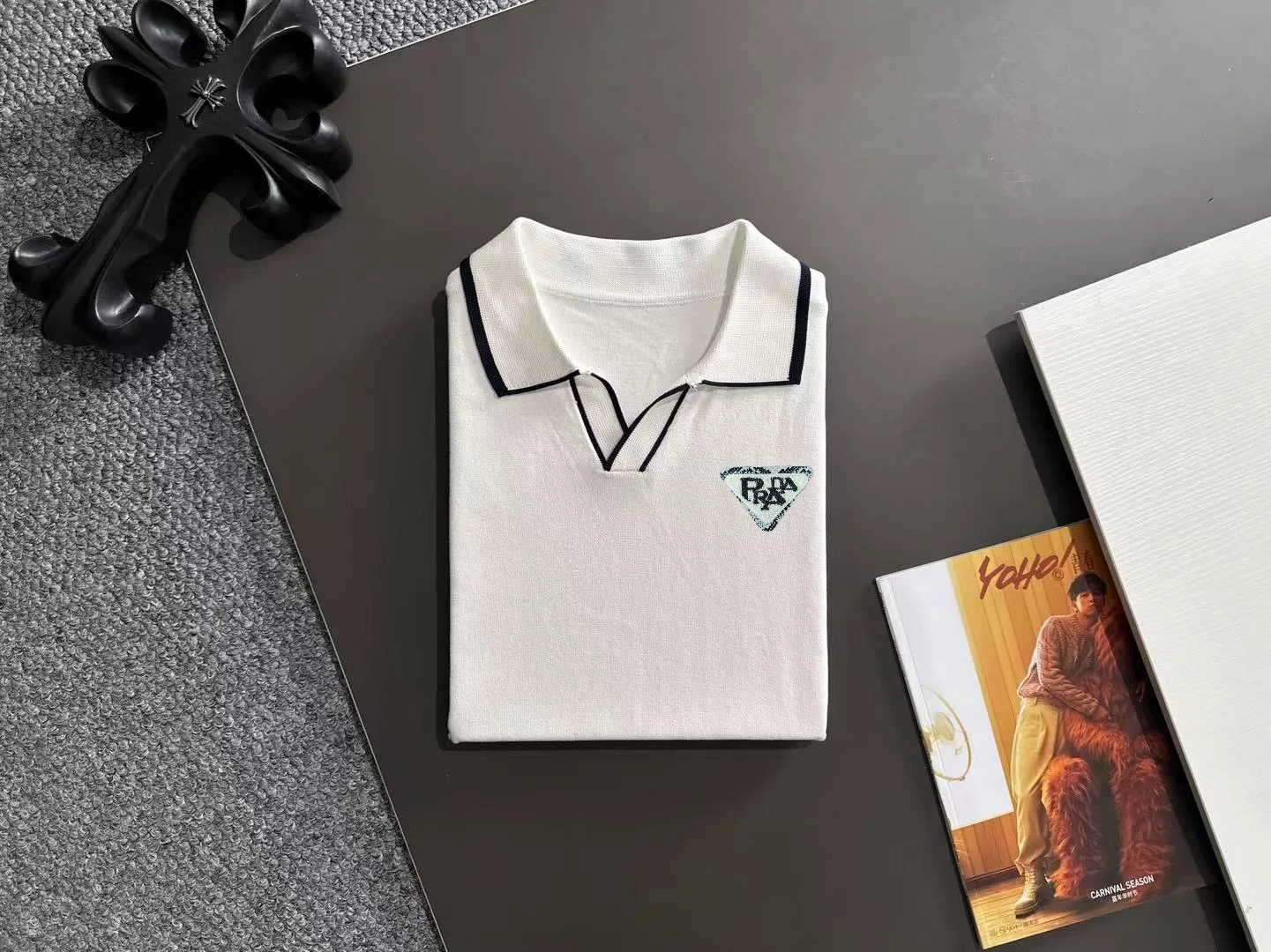 Contrast-Trim Knit Polo Shirt D21013170 — view 8