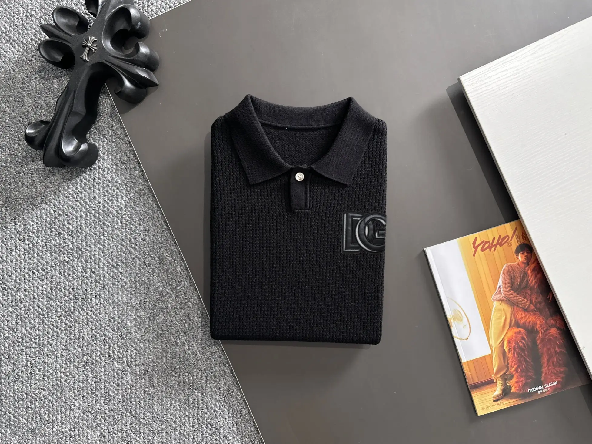 Waffle-Knit Cotton-Blend Polo Shirt D21013191 — view 8