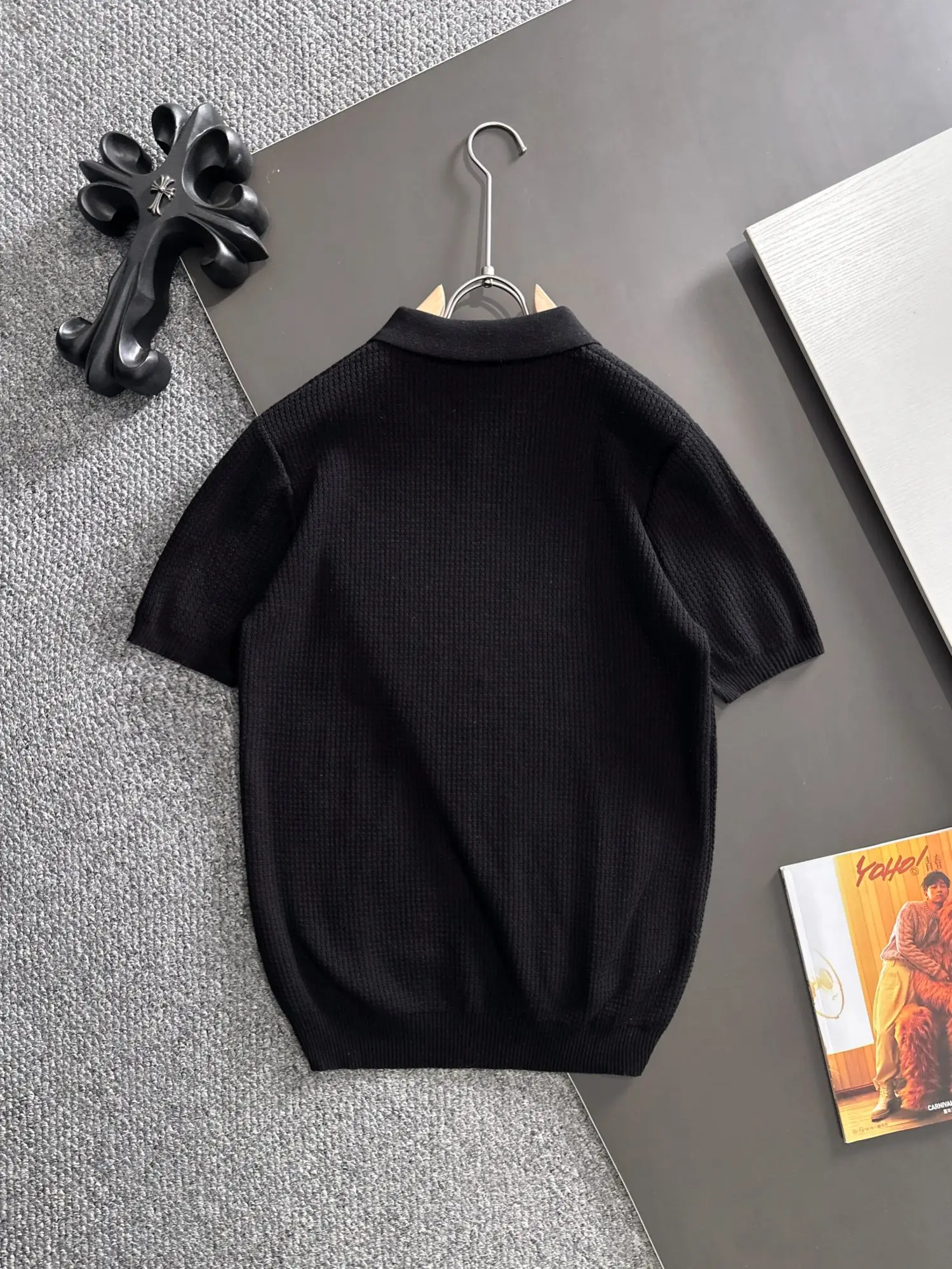 Waffle-Knit Cotton-Blend Polo Shirt D21013191 — view 9