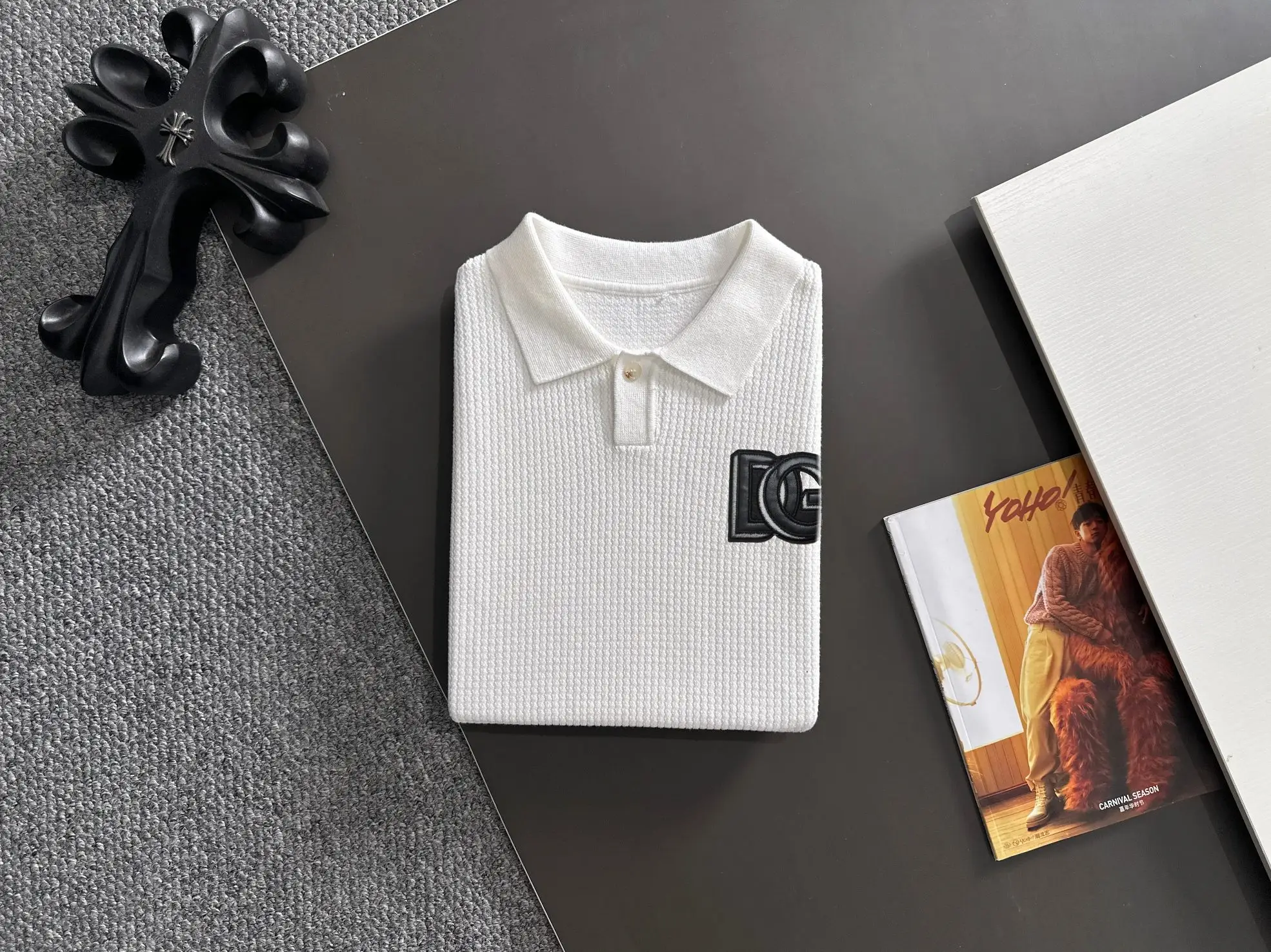 Logo-Appliqué Waffle-Knit Polo Shirt D21013192 — view 8