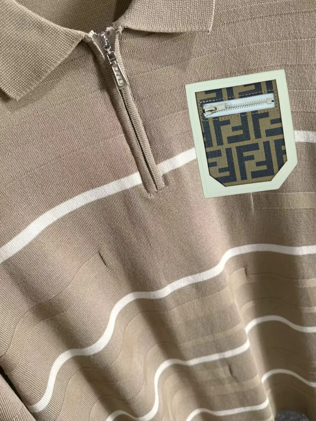 Striped Knit Half-Zip Polo Shirt D21013181 — view 7