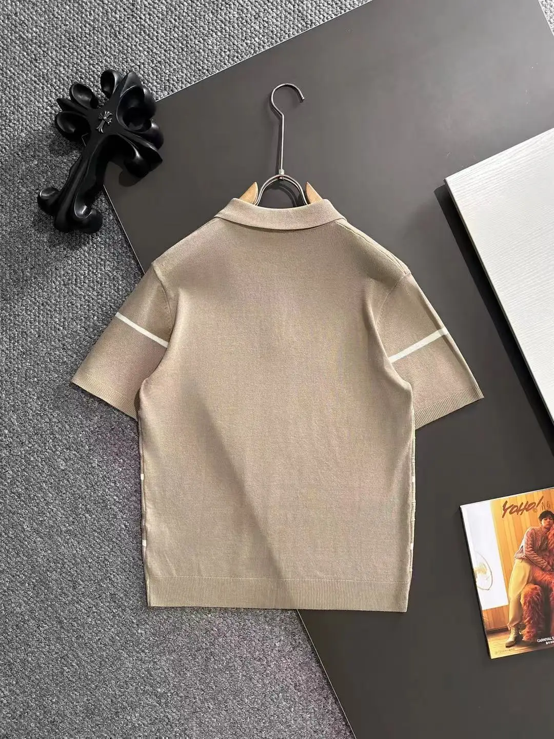 Striped Knit Half-Zip Polo Shirt D21013181 — view 9