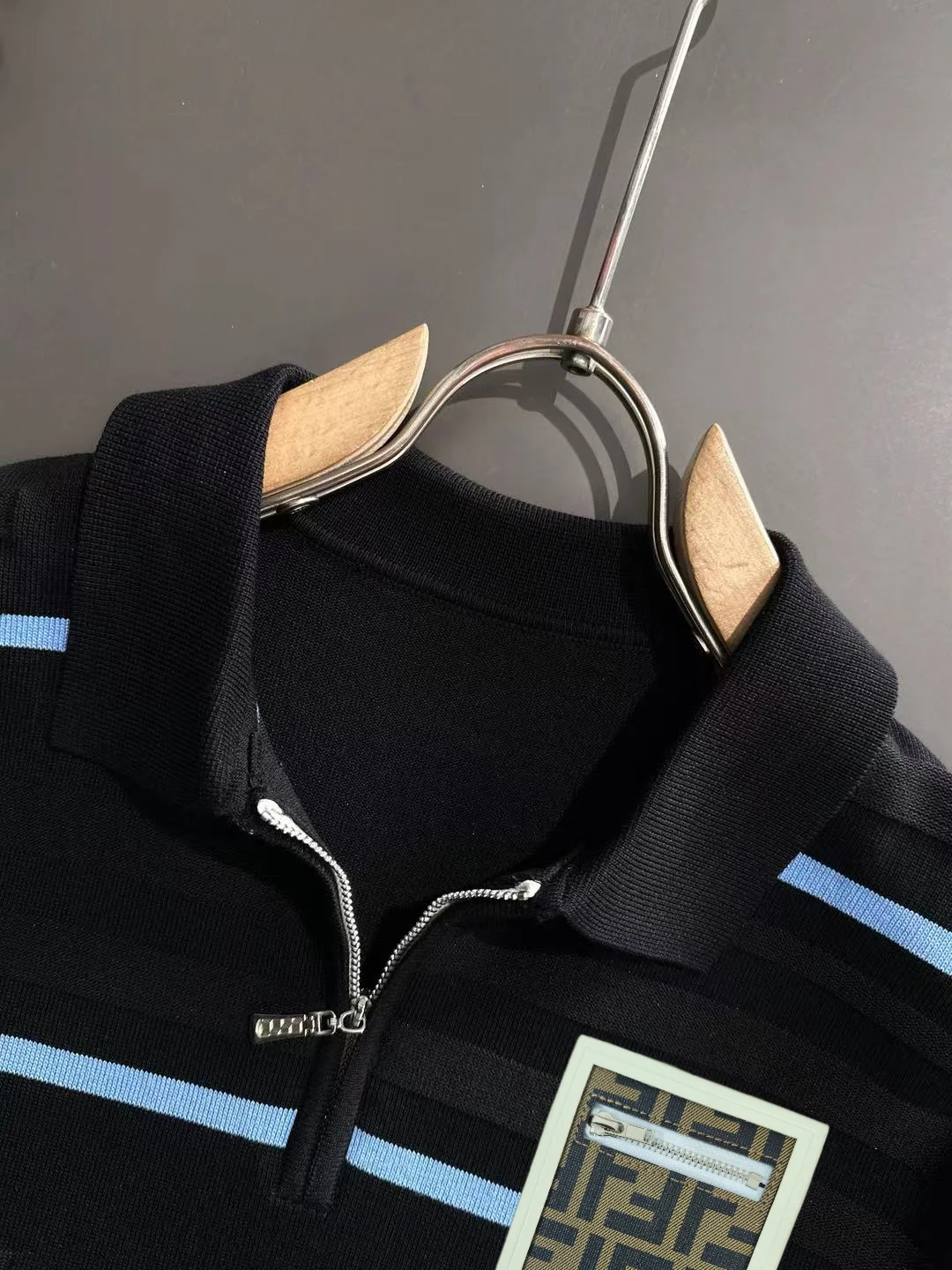 Striped Knit Half-Zip Polo Shirt D21013180 — view 3
