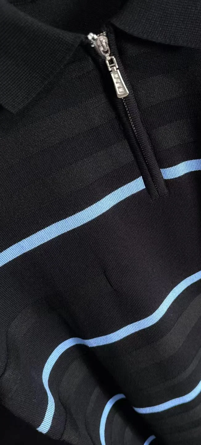 Striped Knit Half-Zip Polo Shirt D21013180 — view 7