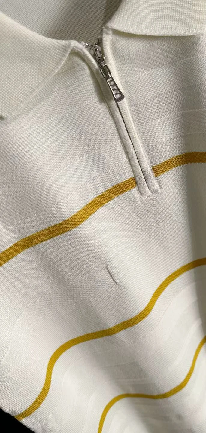 Striped Textured Knit Half-Zip Polo Shirt D21013182 — view 7