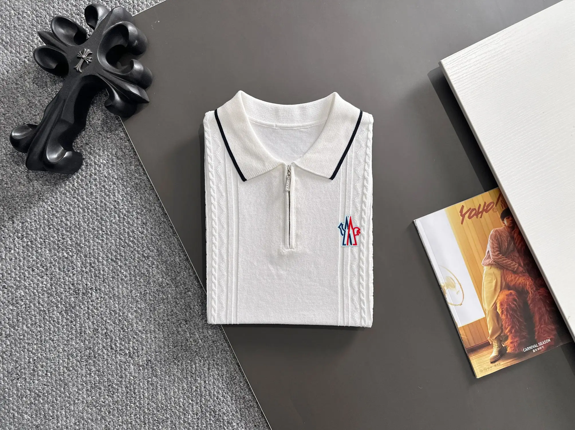 Cable-Knit Quarter-Zip Polo Shirt D21013197 — view 8