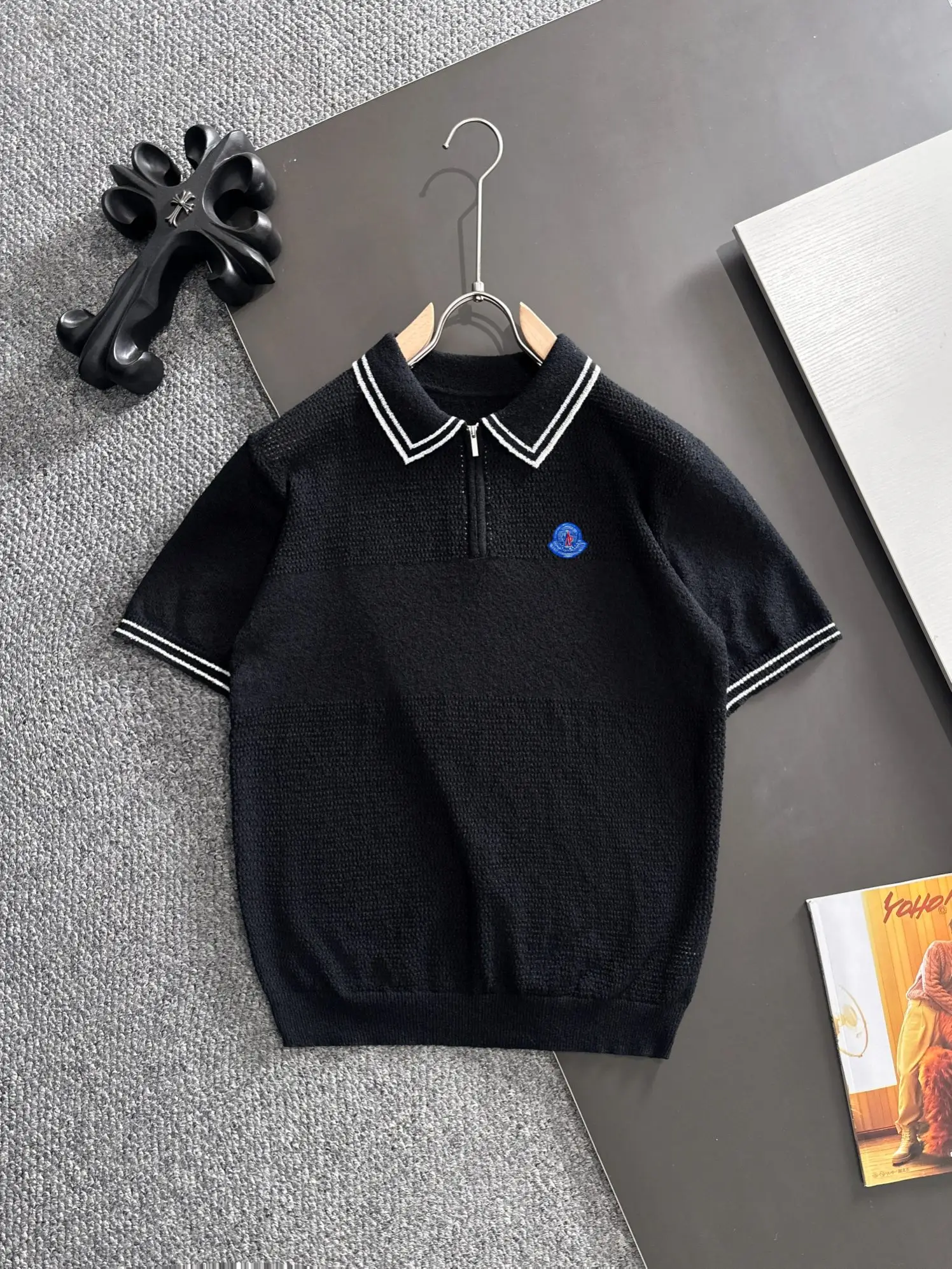 Half-Zip Textured Knit Polo Shirt D21013193