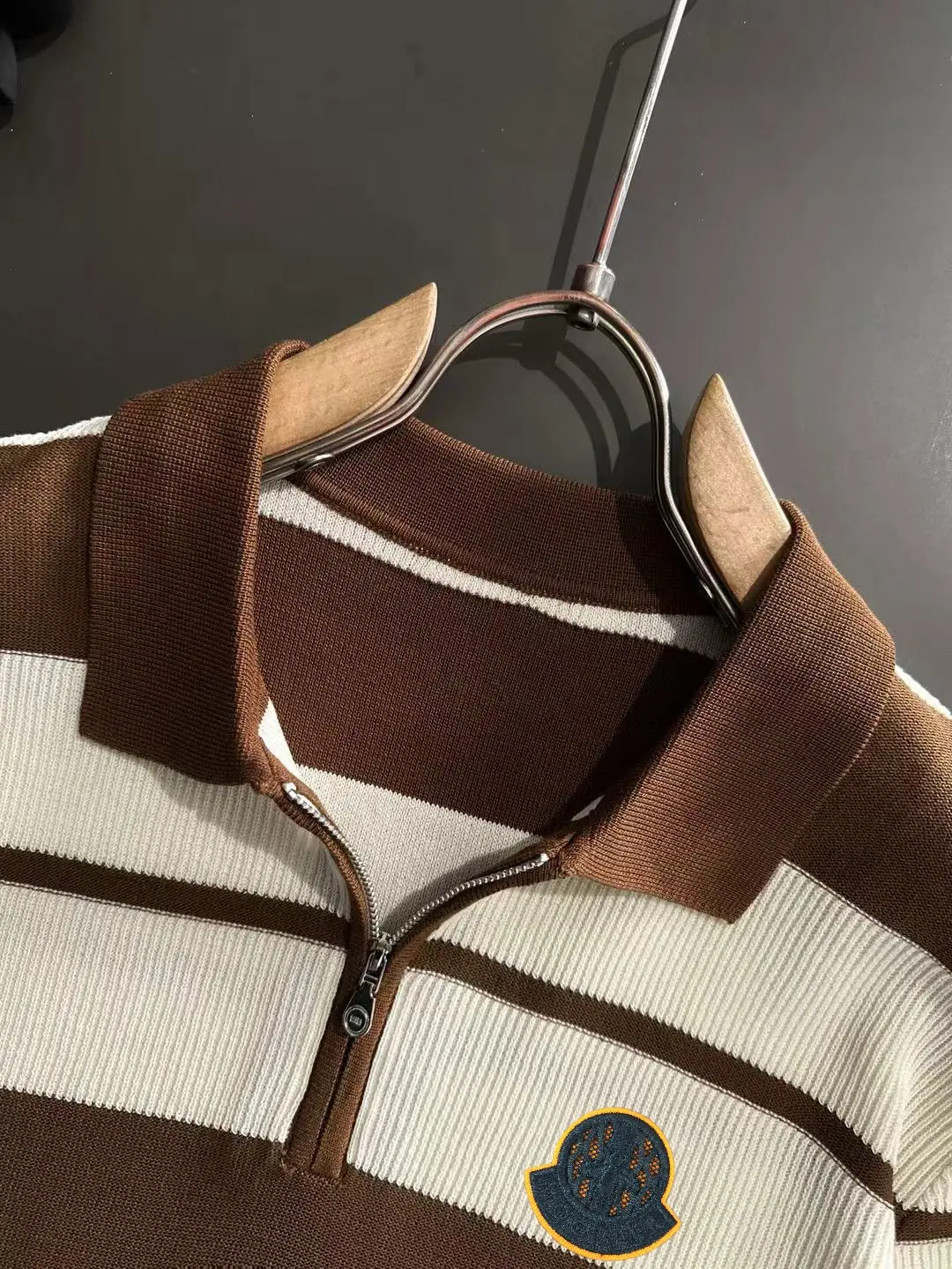 Striped Knit Half-Zip Polo Shirt D21013184 — view 3