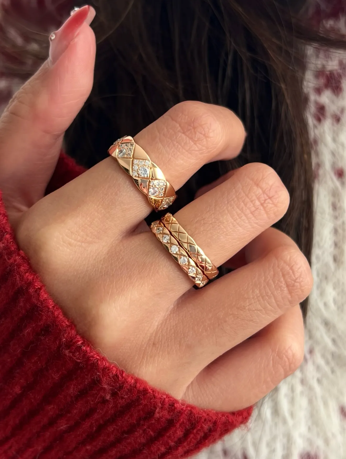 Coco Crush Quilted Motif Ring (Gold-Plated Brass) D11016569 — view 8