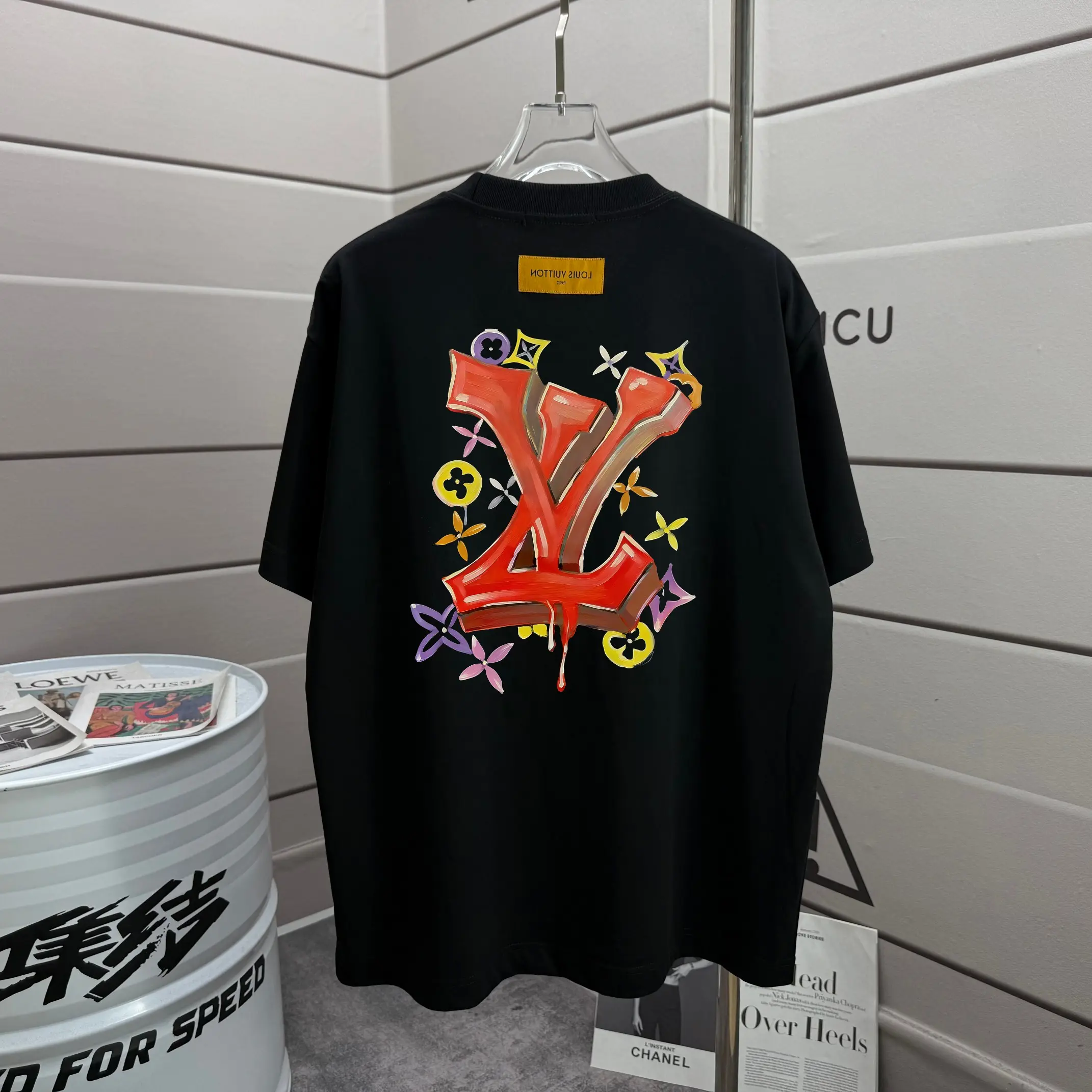 Graffiti Logo Print Cotton T-Shirt D13012178