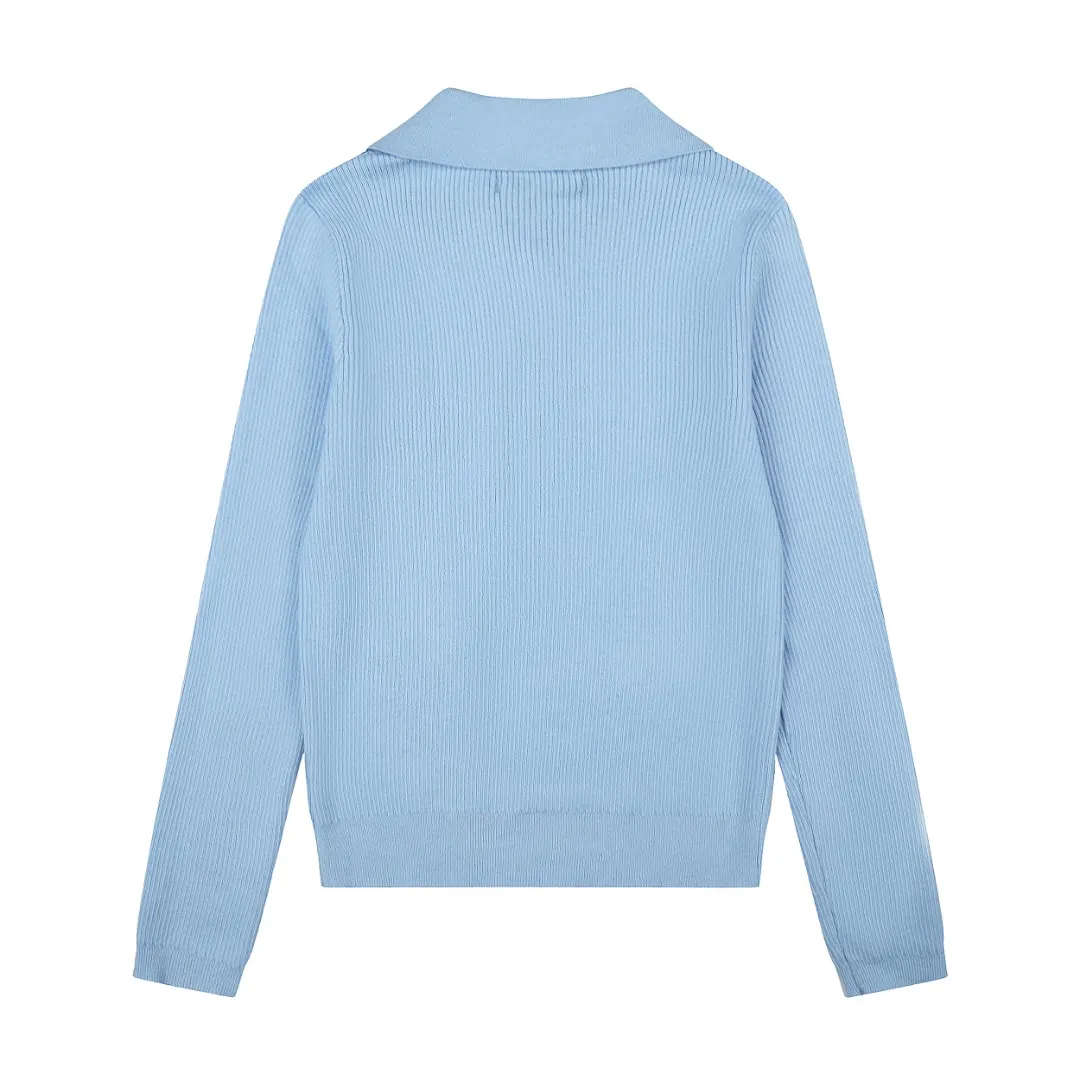 Ribbed Wool-Blend Polo Sweater D17021666 — view 2