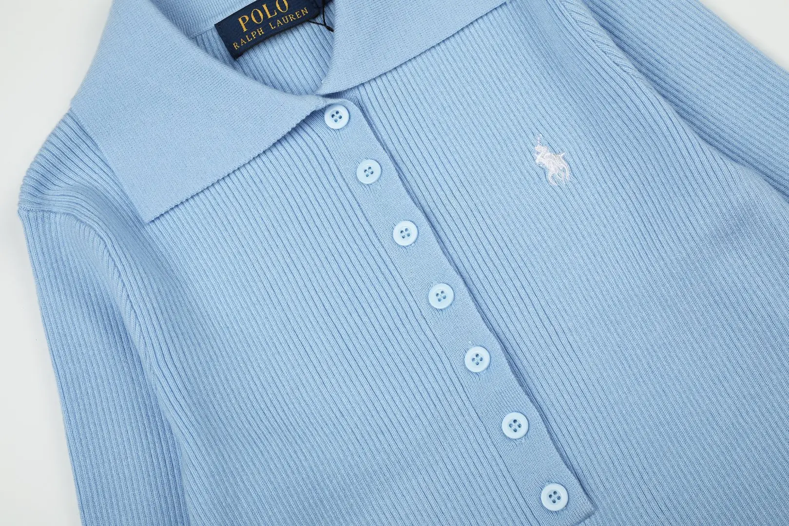 Ribbed Wool-Blend Polo Sweater D17021666 — view 4