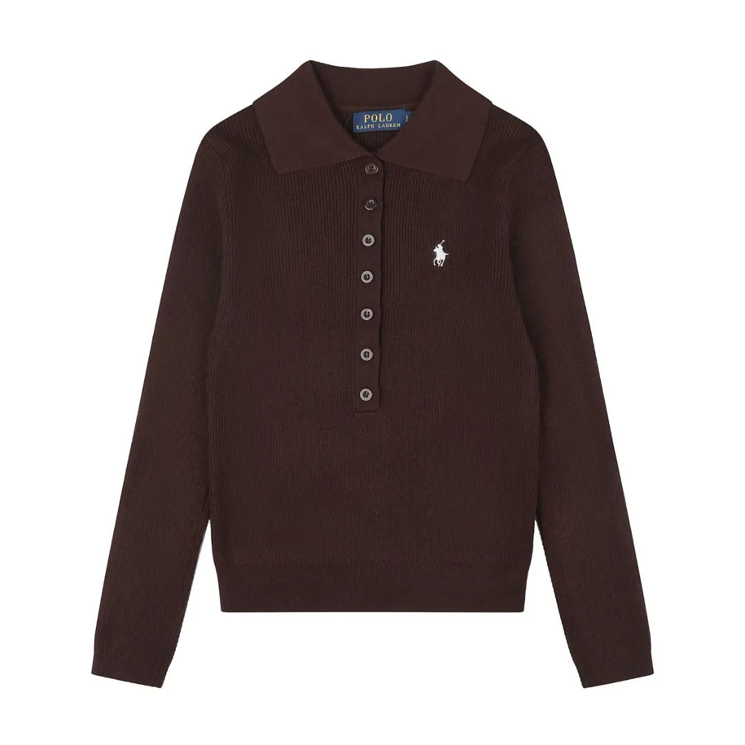 Polo Collar Wool-Blend Knit Sweater D17021664
