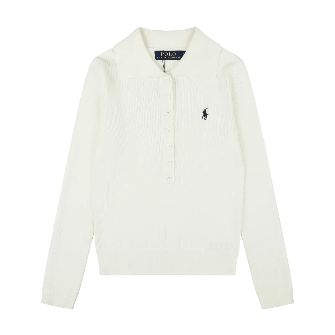 Polo Collar Wool-Blend Knit Sweater D17021658