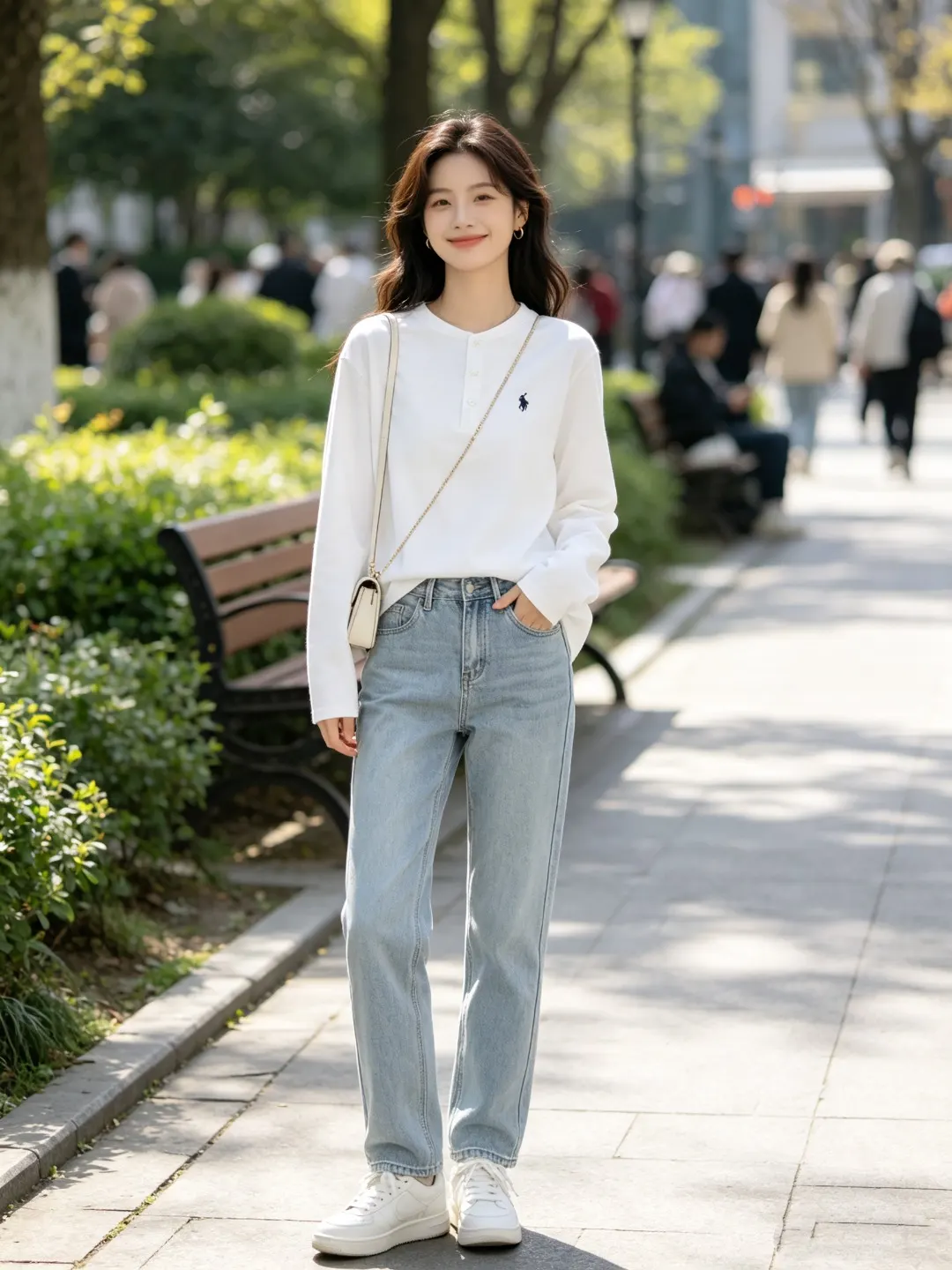 Long-Sleeved Cotton Henley Polo Shirt D17021424