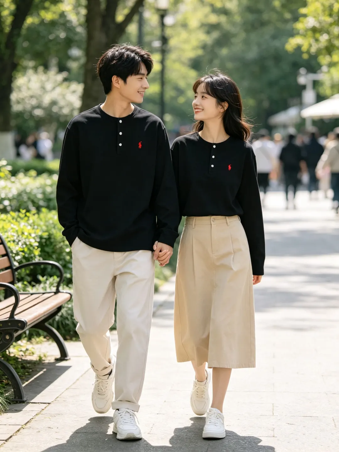 Long-Sleeved Cotton Henley Polo Shirt D17021424 — view 2