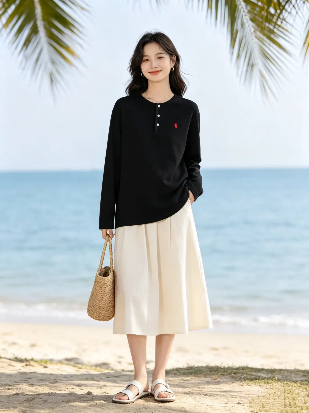Long-Sleeved Cotton Henley Polo Shirt D17021424 — view 8