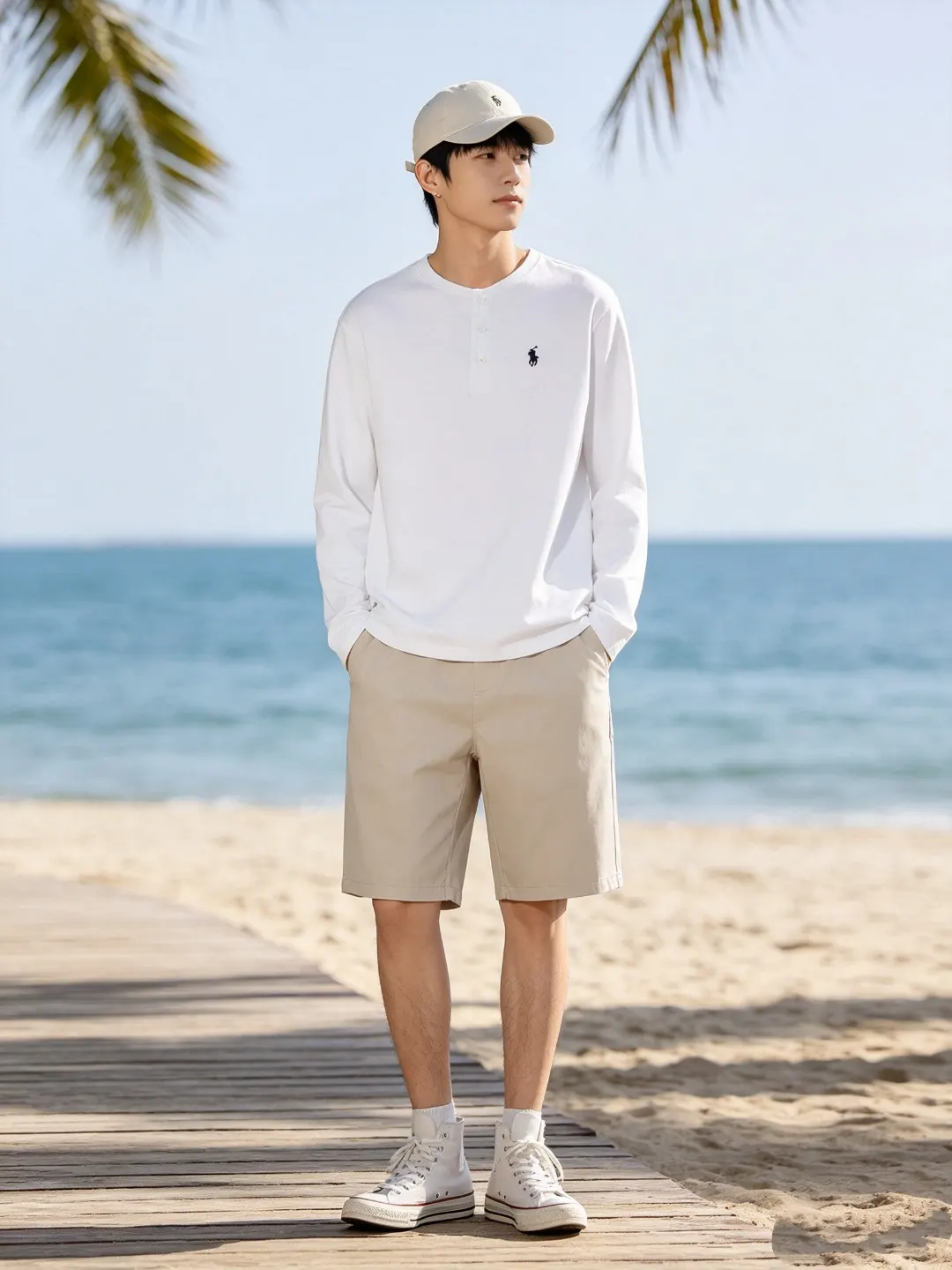 Long-Sleeved Cotton Henley Polo Shirt D17021424 — view 10