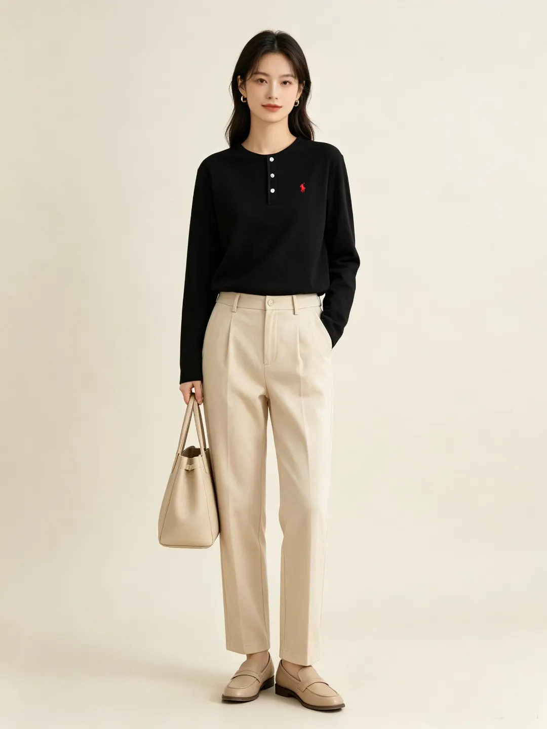 Long-Sleeved Cotton Henley Polo Shirt D17021424 — view 11