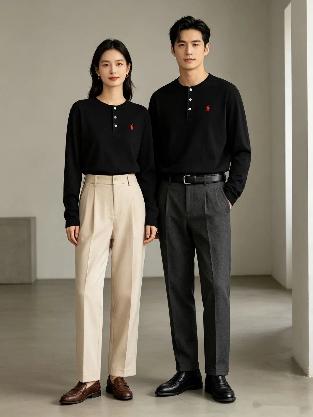 Long-Sleeved Cotton Henley Polo Shirt D17021424 — view 37