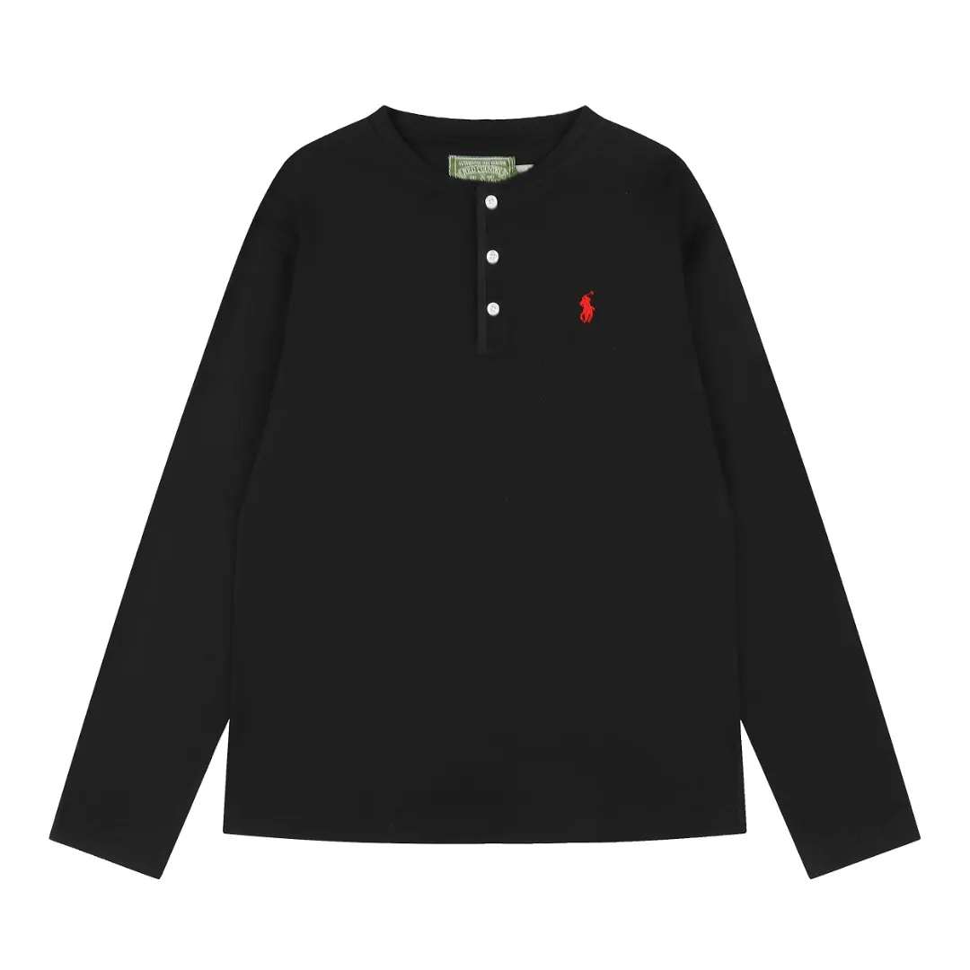 Embroidered Logo Cotton Slub Henley Top D17021426