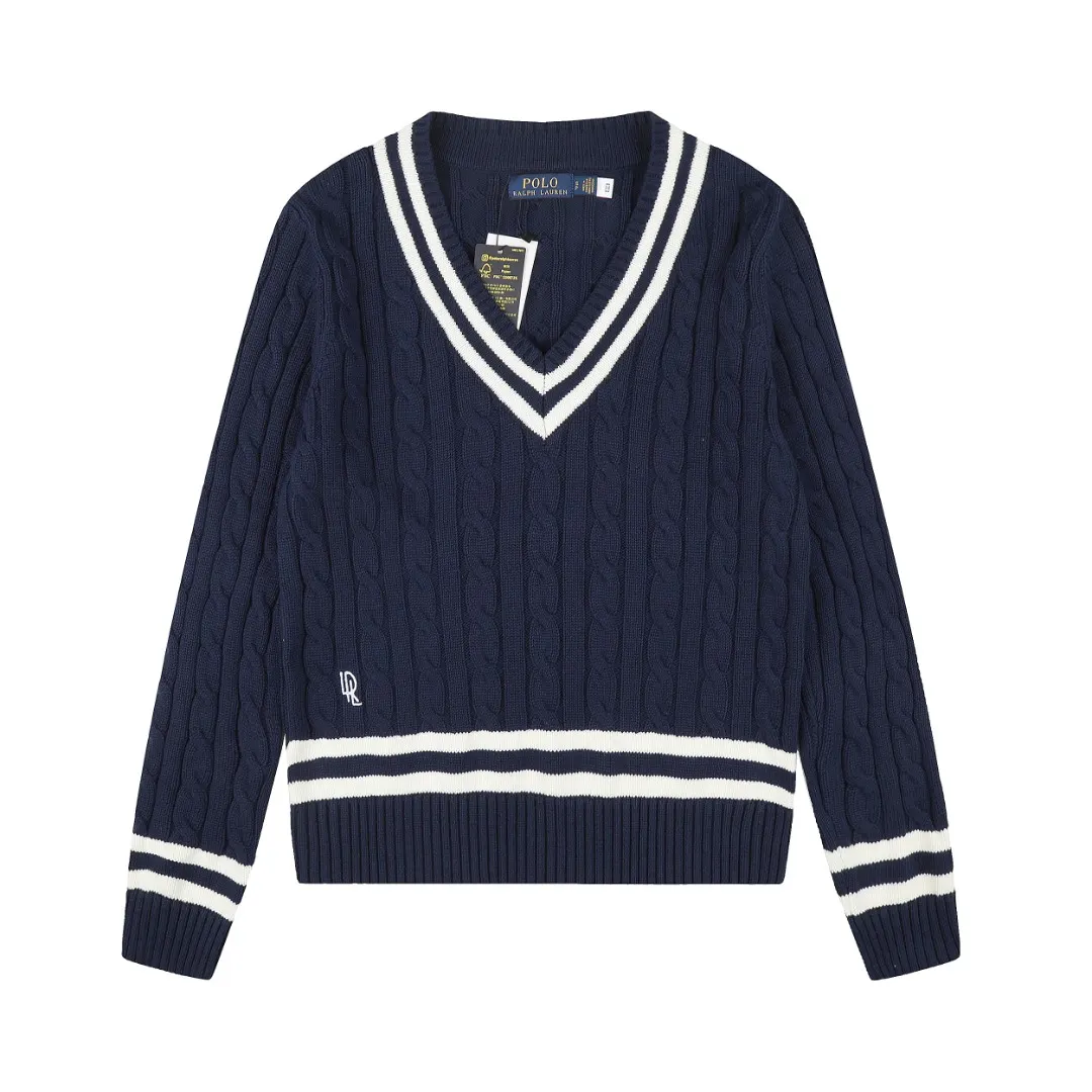Cricket-Style Cable-Knit V-Neck Sweater D17521653