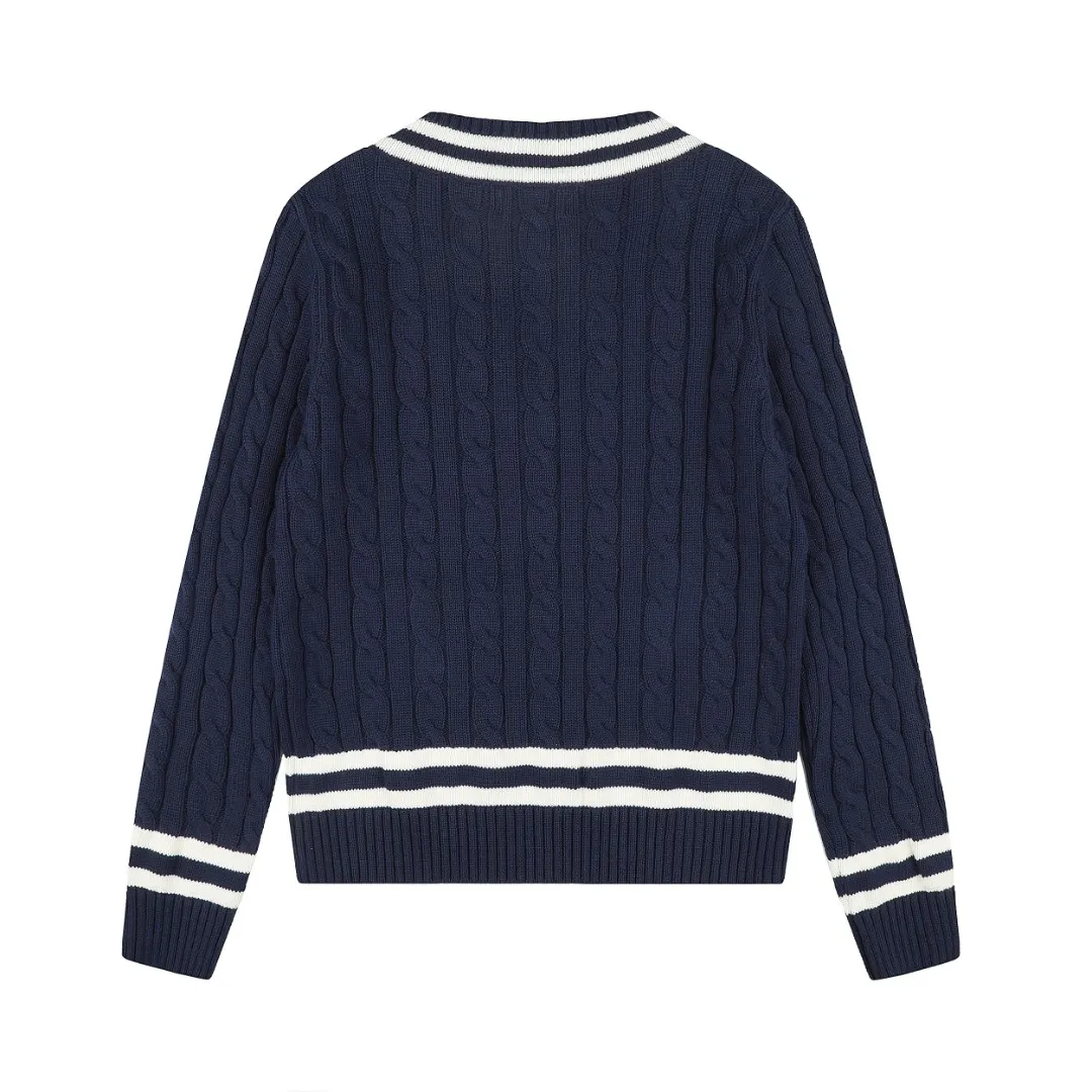 Cricket-Style Cable-Knit V-Neck Sweater D17521653 — view 2